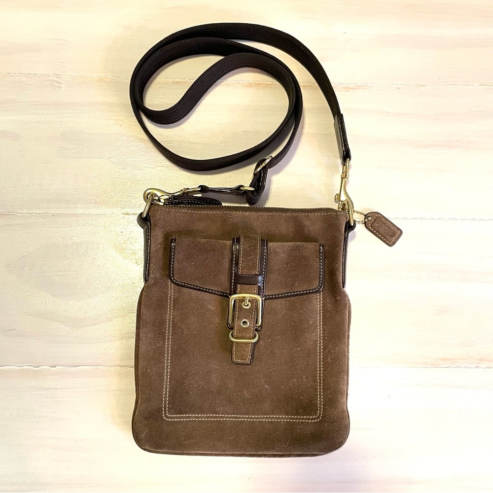 Coach Suede Crossbody Mini Leather Bag In Brown With … Gem